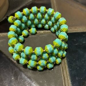 Nwots Czech Beaded Coiled Wire Bracelet